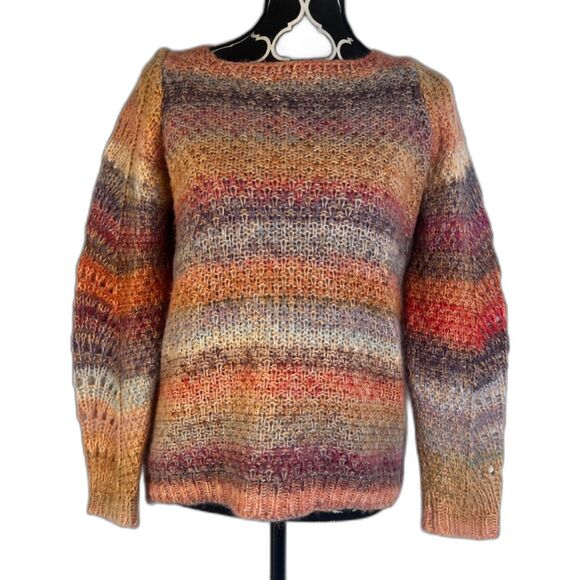 Elsmanda Colorful Made in Italy Mohair Alpaca Wool Blend Sweater Size Small - Picture 1 of 9